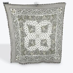 Vintage Super Apex-lis Scarf Gray Floral Crocheted Trim Turkish‎ Head Neck